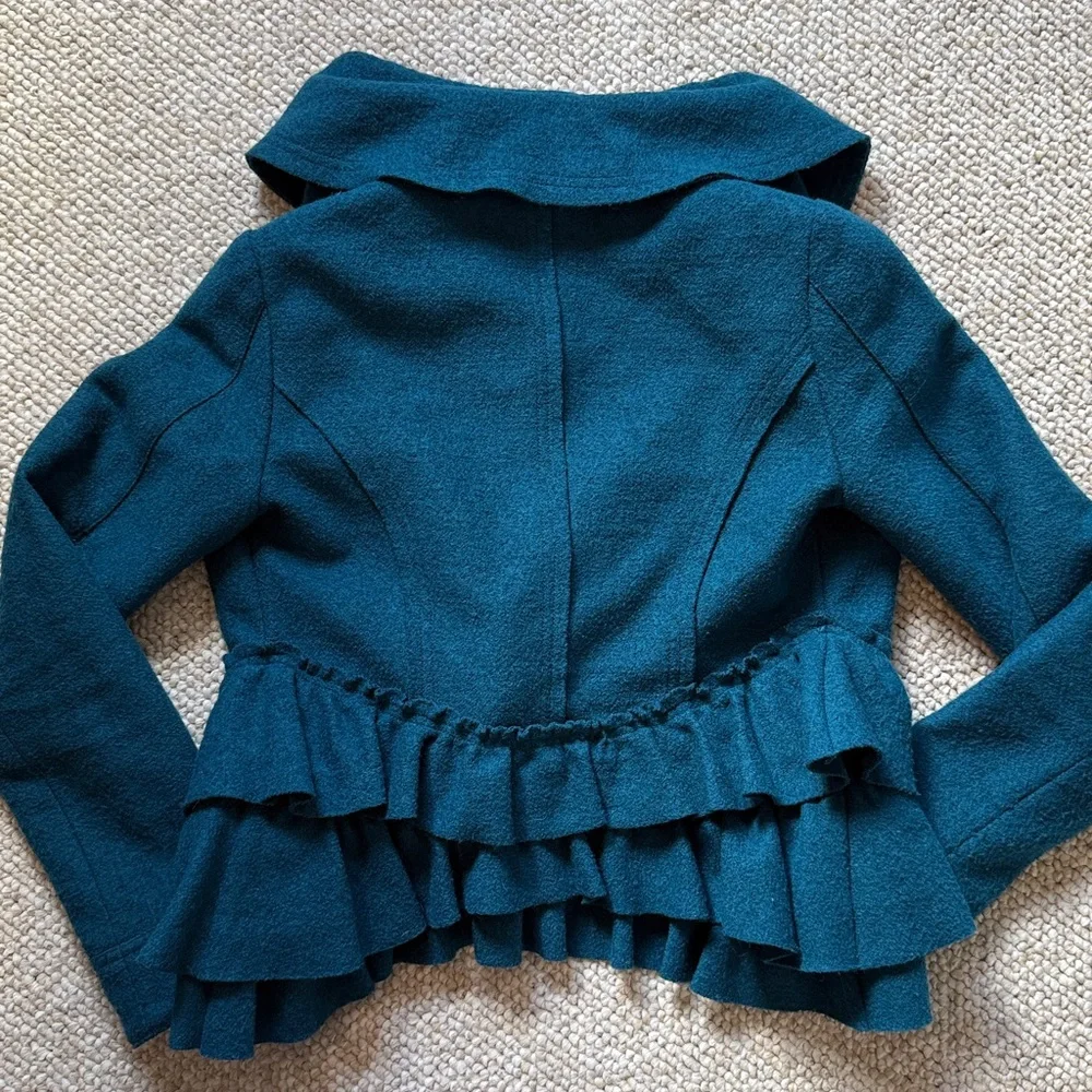 Anthropologie Elevenses Frilled Echelons Peacoat - Picture 8 of 8